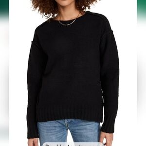 NWT Care Free People Eastwood Black Crew Neck Slouchy Sweater Tunic Hipster S